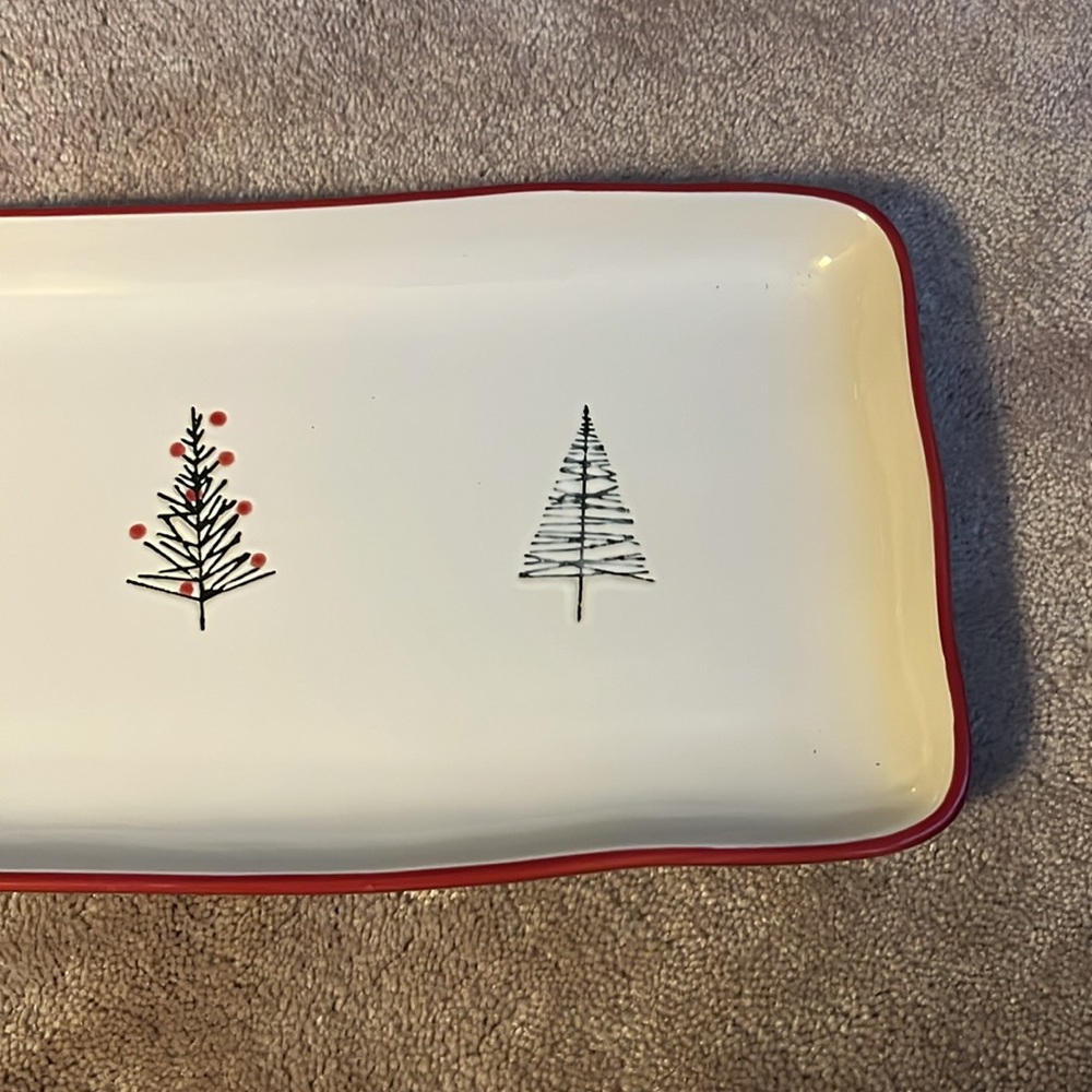 Festive Rectangular Tray with Tree Design - Picture 3 of 5